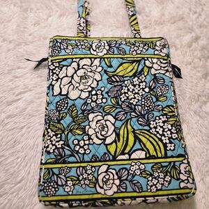 Vera Bradley Laptop Bag Checkpoint Friendly Island Blooms Lime Turquoise Black